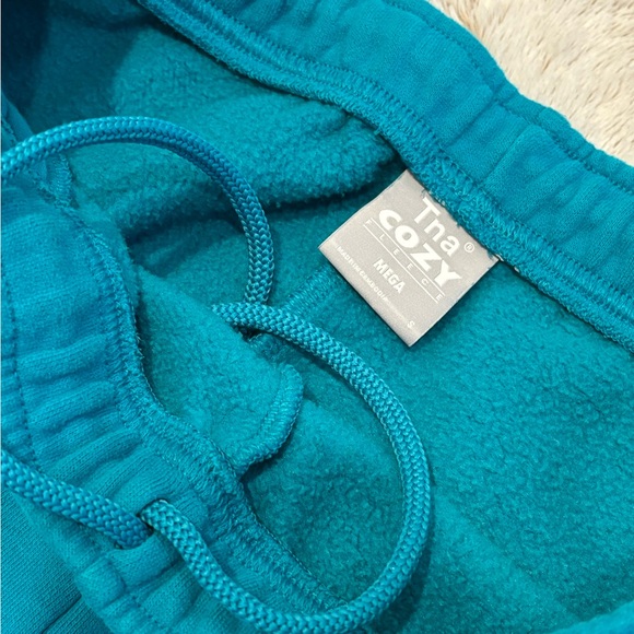 TNA Cozy Fleece MEGA Turquoise Sweatpants - Small - Picture 2 of 4